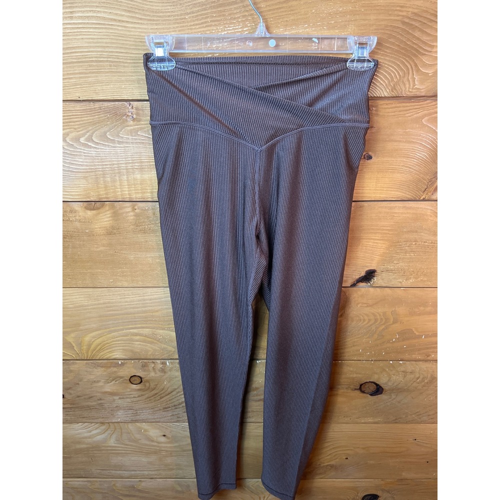 Aerie Offline Ribbed 7/8 Leggings High Rise Brown Yoga Pants Lounge Workout Run